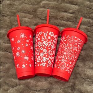 Set of 3 Red Holiday Tumblers